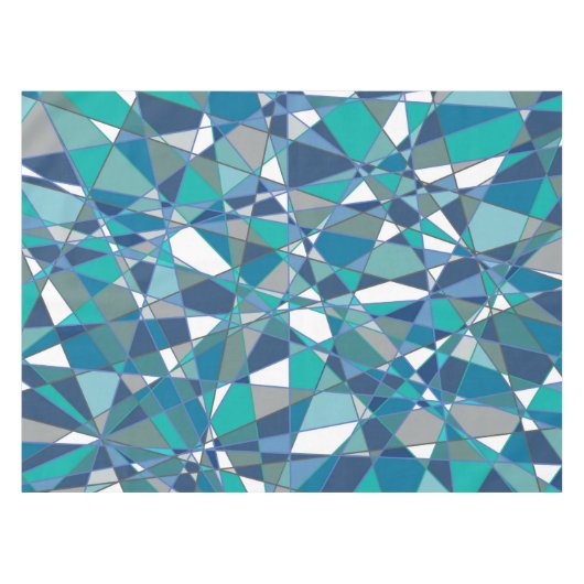 Abstracte blauwe mozaïek tafelkleed (Voorkant (Horizontaal))