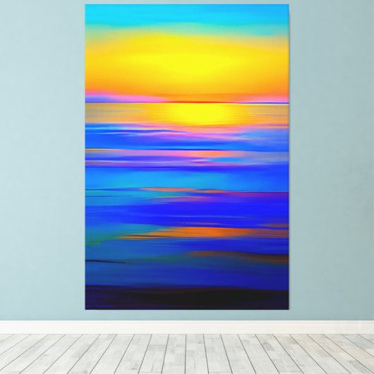 Abstracte Blauwe Oceaan - Eenvoudige Abstracte Kun Canvas Afdruk (Insitu (Houten vloer))