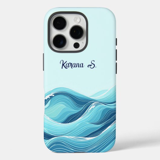 Abstracte blauwe oceaangolven Case-Mate iPhone case (Achterkant)
