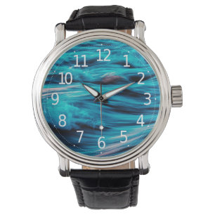 Abstracte blauwe oceaangolven Mannen Watch Horloge