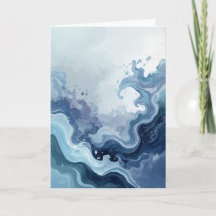 Abstracte Blauwe Oceaangolven Vreedzame Wenskaart