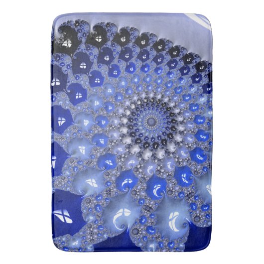 Abstracte Blauwe Ombre Fractal Bubbles Badmat (Voorkant Verticaal)