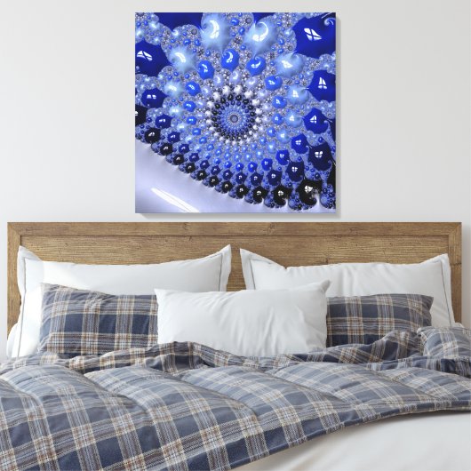 Abstracte Blauwe Ombre Fractal Bubbles Canvas Afdruk (Insitu (Slaapkamer))