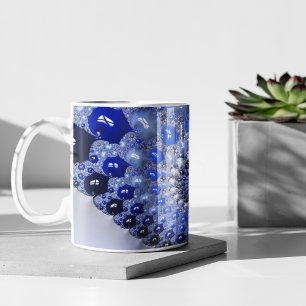 Abstracte Blauwe Ombre Fractal Bubbles Koffiemok