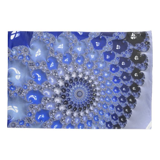 Abstracte Blauwe Ombre Fractal Bubbles Kussensloop (Achterkant)