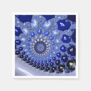 Abstracte Blauwe Ombre Fractal Bubbles Servet