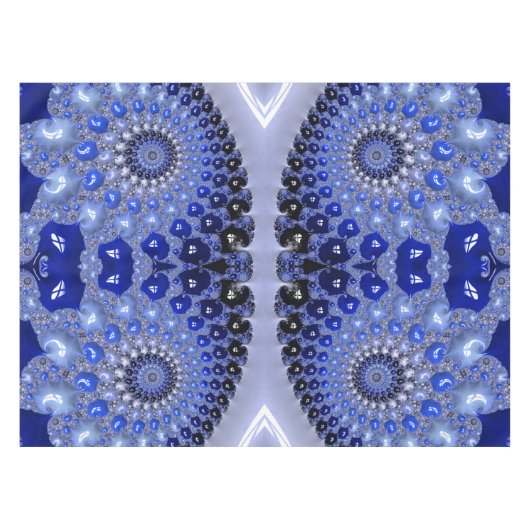 Abstracte Blauwe Ombre Fractal Bubbles Tafelkleed (Voorkant (Horizontaal))