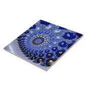 Abstracte Blauwe Ombre Fractal Bubbles Tegeltje (Zijkant)