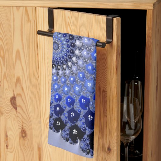 Abstracte Blauwe Ombre Fractal Bubbles Theedoek (Derde Gevouwen)