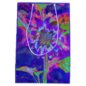 Abstracte blauwe paarse zonnebloem | retro funky medium cadeauzakje (Achterkant)