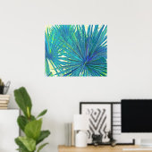 abstracte blauwe palmen poster (Thuiskantoor)