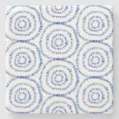 Abstracte blauwe penseelcirkel kustlijn stenen onderzetter (Voorkant)