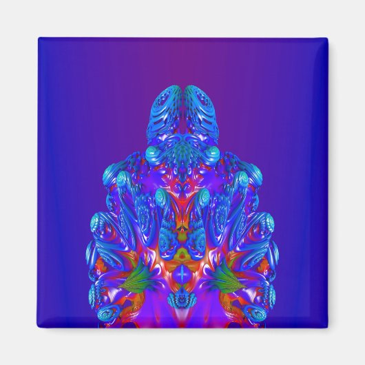 Abstracte blauwe robot magneet (Voorkant)