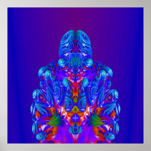 Abstracte Blauwe Robot Poster