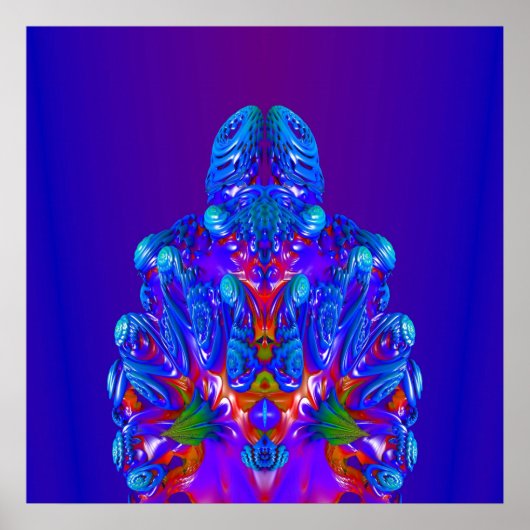 Abstracte Blauwe Robot Poster (Voorkant)