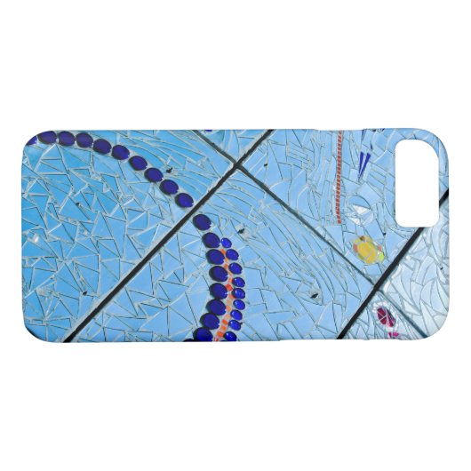 Abstracte blauwe spiegelmozaïek Case-Mate iPhone case (Achterkant (Horizontaal))