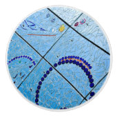 Abstracte blauwe spiegelmozaïek keramische knop (Voorkant)