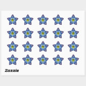 ABSTRACTE BLAUWE STAR MET GEEL TOPAZ GEM STONE STER STICKER (Vel)