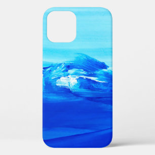 Abstracte blauwe tekenachtergrond. Moderne kunst. iPhone 12 Hoesje