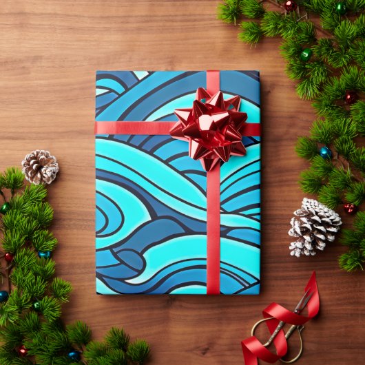 Abstracte Blauwe Turquoise Ocean Water Waves | Cadeaupapier (Feestdagen Geschenken)
