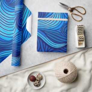 Abstracte Blauwe Turquoise Ocean Water Waves   Cadeaupapier