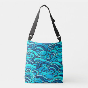 Abstracte Blauwe Turquoise Ocean Water Waves   Crossbody Tas