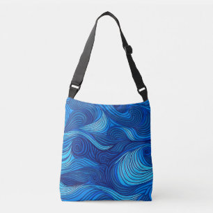 Abstracte Blauwe Turquoise Ocean Water Waves Crossbody Tas