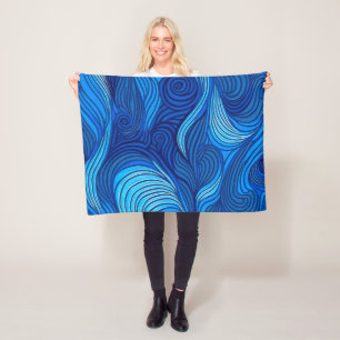 Abstracte Blauwe Turquoise Ocean Water Waves Fleece Deken