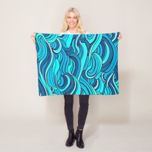 Abstracte Blauwe Turquoise Ocean Water Waves Fleece Deken