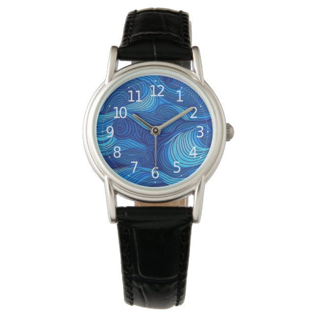 Abstracte Blauwe Turquoise Ocean Water Waves | Horloge (Voorkant)