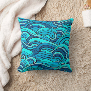 Abstracte Blauwe Turquoise Ocean Water Waves   Kussen