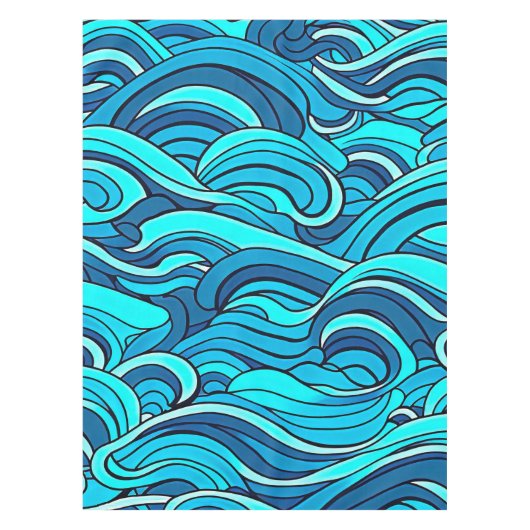 Abstracte Blauwe Turquoise Ocean Water Waves | Tafelkleed (Voorkant)