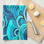 Abstracte Blauwe Turquoise Ocean Water Waves | Theedoek (Quarter Fold)