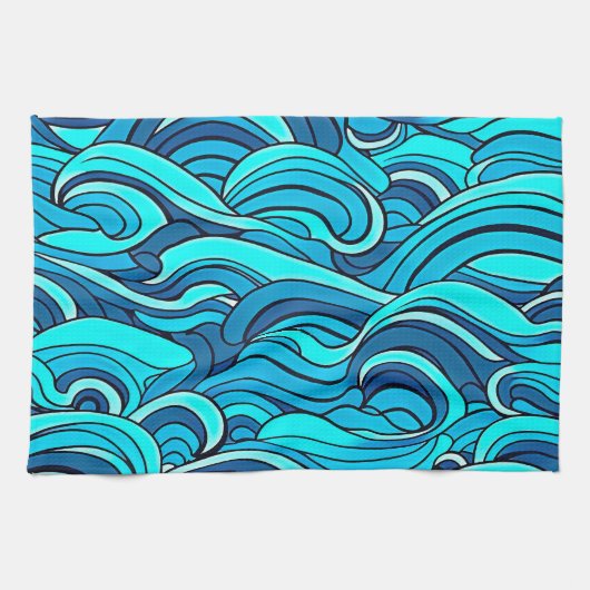 Abstracte Blauwe Turquoise Ocean Water Waves | Theedoek (Horizontaal)