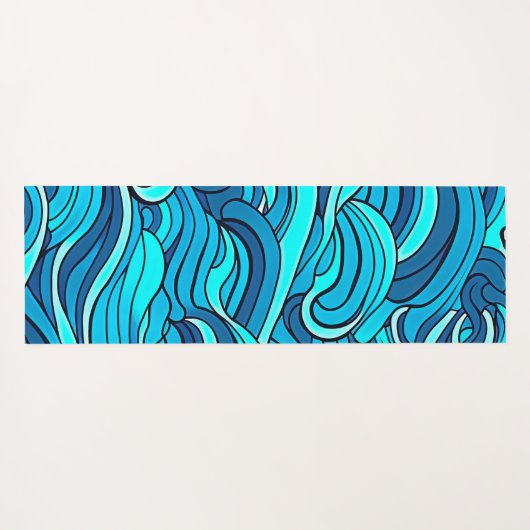 Abstracte Blauwe Turquoise Ocean Water Waves | Yogamat (Achterkant (horizontaal))