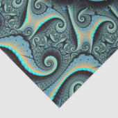 Abstracte Blauwe Turquoise Oranje Fractal Art Tissuepapier (Detail)