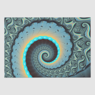 Abstracte Blauwe Turquoise Oranje Fractal Art Tissuepapier