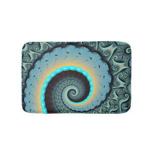 Abstracte blauwe turquoise oranje fractale kunst s badmat