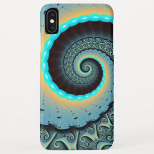 Abstracte blauwe turquoise oranje fractale kunst s iPhone XS max hoesje
