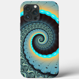 Abstracte blauwe turquoise oranje fractale kunst s iPhone 13 pro max hoesje