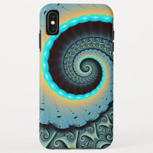 Abstracte blauwe turquoise oranje fractale kunst s iPhone XS max hoesje