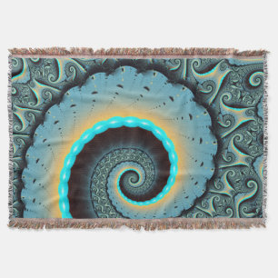 Abstracte blauwe turquoise oranje fractale kunst s deken