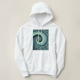 Abstracte blauwe turquoise oranje fractale kunst s hoodie