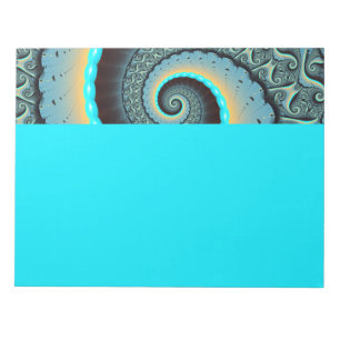 Abstracte blauwe turquoise oranje fractale kunst s notitieblok