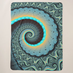 Abstracte blauwe turquoise oranje fractale kunst s sherpa deken