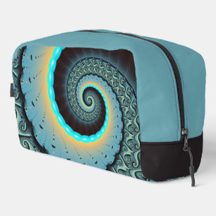 Abstracte blauwe turquoise oranje fractale kunst s toilettasje