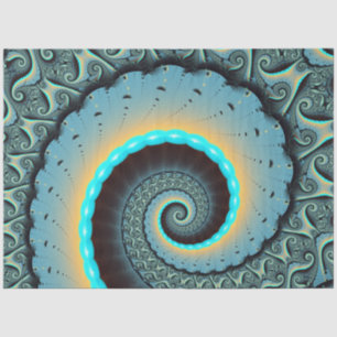 Abstracte blauwe turquoise oranje fractale kunst tissuepapier