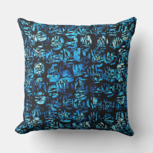 Abstracte Blauwe Turquoise Organische Vormen Buitenkussen