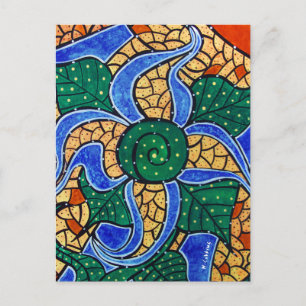 Abstracte blauwe ventilator briefkaart