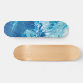 Abstracte blauwe verfgolven skateboard (Horizontaal)